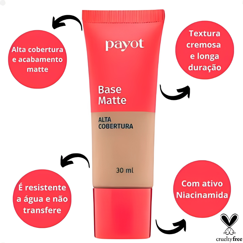 Base Líquida Matte Alta Cobertura 30ml -Lançamento Chérie